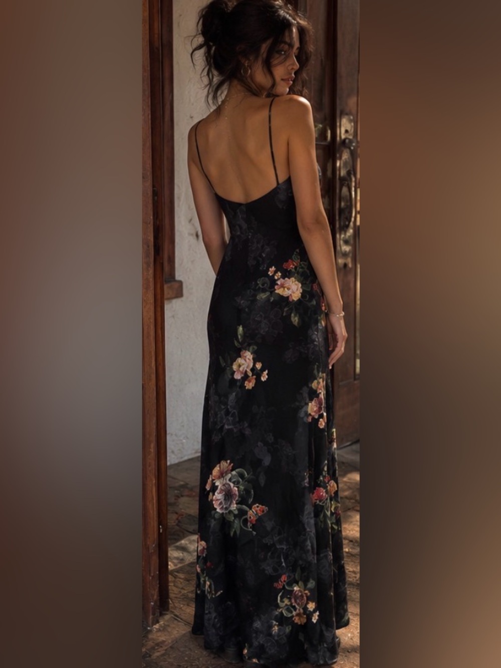 AllSaints Melody Nancy Black Floral Silk Blend Maxi Slip Dress whimsigoth 90s - Picture 3 of 12